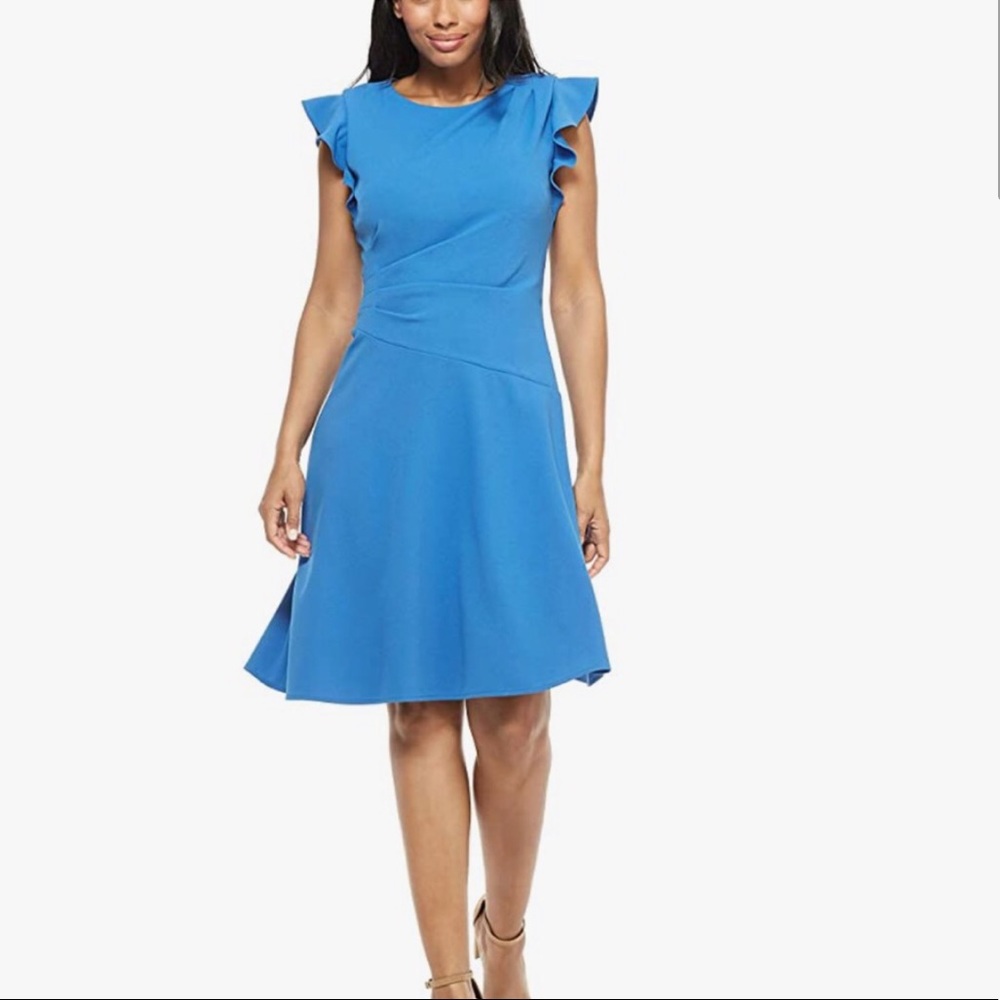 Maggy London tile blue side ruched dress new